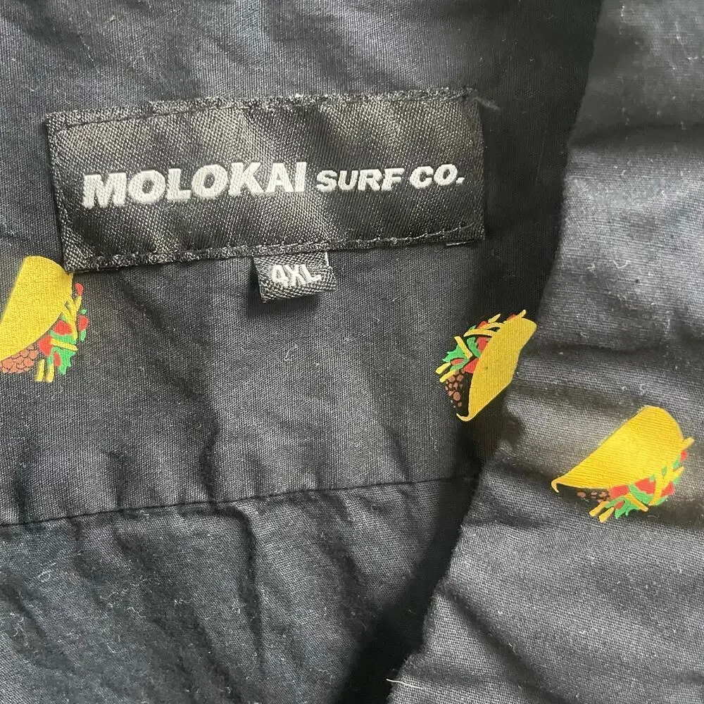 Molokai Surf Co Taco Print Shirt Mens 4XL Button Down Short Sleeve Graphic